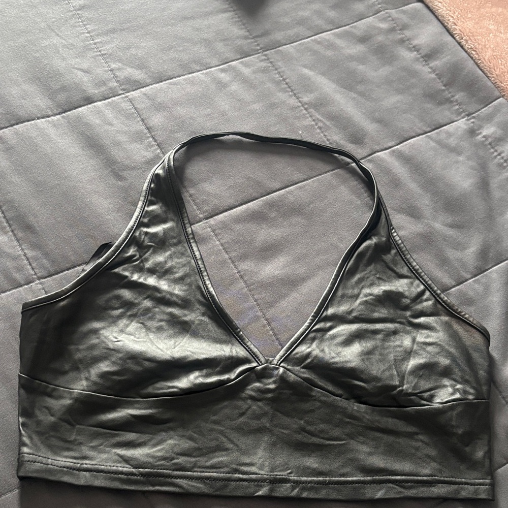 SHEIN Black Faux Leather Tank Top
